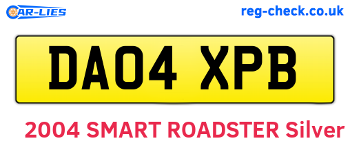 DA04XPB are the vehicle registration plates.