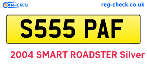 S555PAF are the vehicle registration plates.