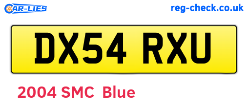 DX54RXU are the vehicle registration plates.