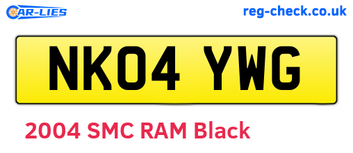 NK04YWG are the vehicle registration plates.