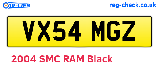 VX54MGZ are the vehicle registration plates.