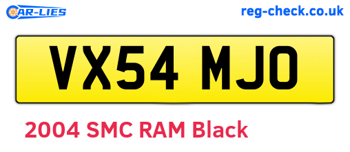 VX54MJO are the vehicle registration plates.