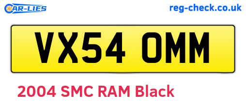 VX54OMM are the vehicle registration plates.