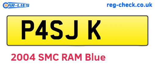 P4SJK are the vehicle registration plates.