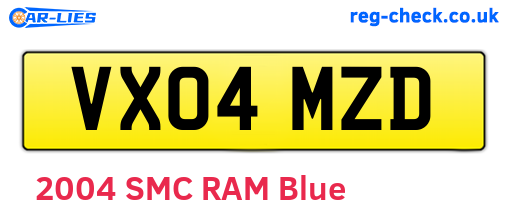 VX04MZD are the vehicle registration plates.