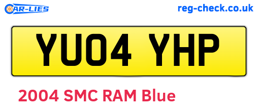 YU04YHP are the vehicle registration plates.