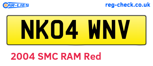 NK04WNV are the vehicle registration plates.