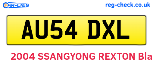 AU54DXL are the vehicle registration plates.