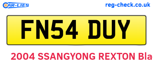 FN54DUY are the vehicle registration plates.