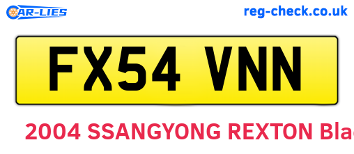 FX54VNN are the vehicle registration plates.