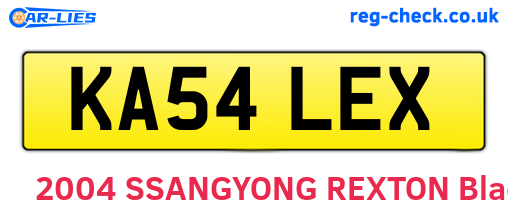 KA54LEX are the vehicle registration plates.
