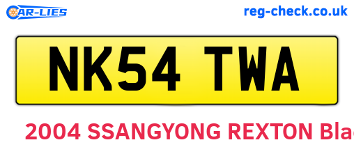 NK54TWA are the vehicle registration plates.