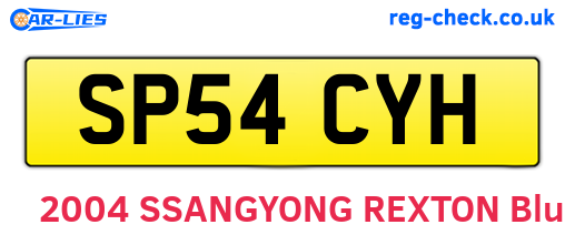 SP54CYH are the vehicle registration plates.