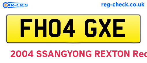 FH04GXE are the vehicle registration plates.