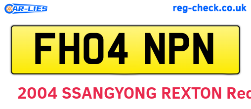 FH04NPN are the vehicle registration plates.