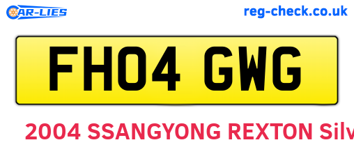 FH04GWG are the vehicle registration plates.