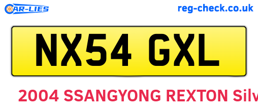 NX54GXL are the vehicle registration plates.