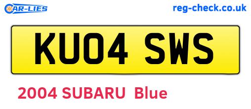 KU04SWS are the vehicle registration plates.
