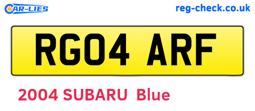 RG04ARF are the vehicle registration plates.