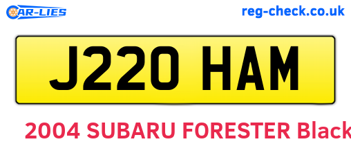 J220HAM are the vehicle registration plates.