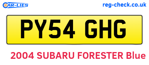 PY54GHG are the vehicle registration plates.