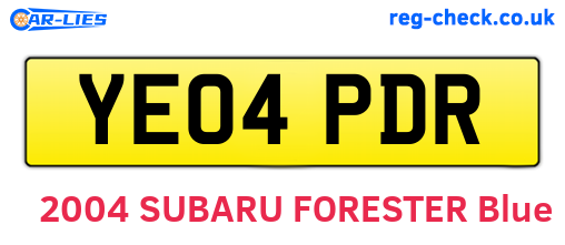 YE04PDR are the vehicle registration plates.