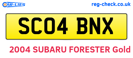 SC04BNX are the vehicle registration plates.