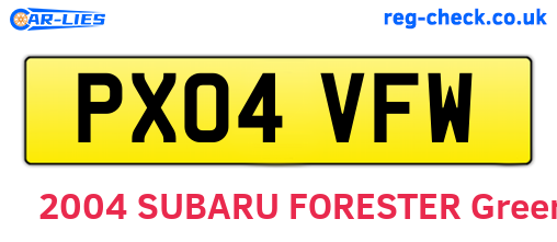 PX04VFW are the vehicle registration plates.