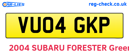 VU04GKP are the vehicle registration plates.