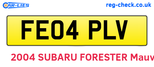 FE04PLV are the vehicle registration plates.
