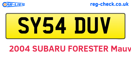 SY54DUV are the vehicle registration plates.