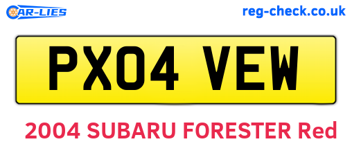 PX04VEW are the vehicle registration plates.