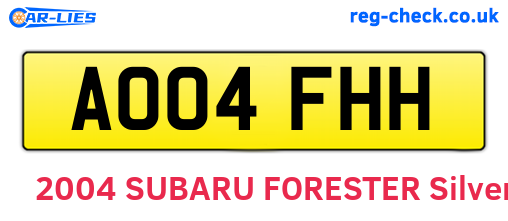 AO04FHH are the vehicle registration plates.