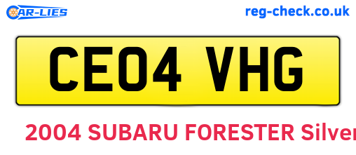 CE04VHG are the vehicle registration plates.