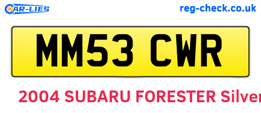 MM53CWR are the vehicle registration plates.
