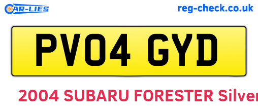 PV04GYD are the vehicle registration plates.