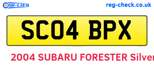 SC04BPX are the vehicle registration plates.