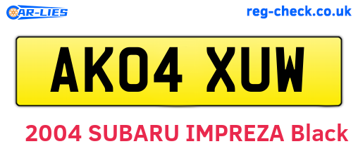 AK04XUW are the vehicle registration plates.