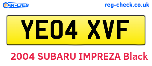 YE04XVF are the vehicle registration plates.