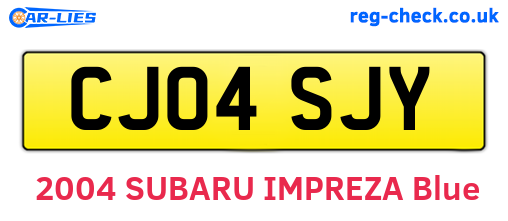 CJ04SJY are the vehicle registration plates.