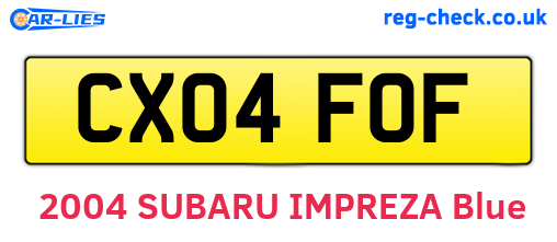 CX04FOF are the vehicle registration plates.