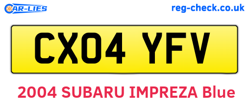 CX04YFV are the vehicle registration plates.