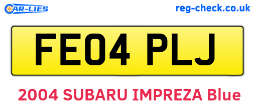 FE04PLJ are the vehicle registration plates.