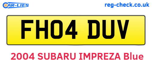 FH04DUV are the vehicle registration plates.