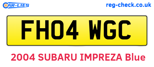 FH04WGC are the vehicle registration plates.