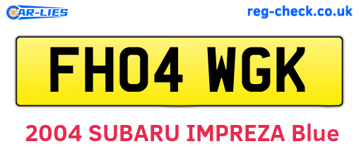 FH04WGK are the vehicle registration plates.