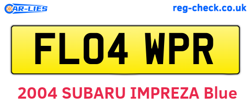 FL04WPR are the vehicle registration plates.