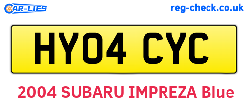 HY04CYC are the vehicle registration plates.