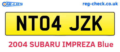 NT04JZK are the vehicle registration plates.