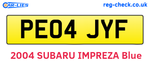 PE04JYF are the vehicle registration plates.